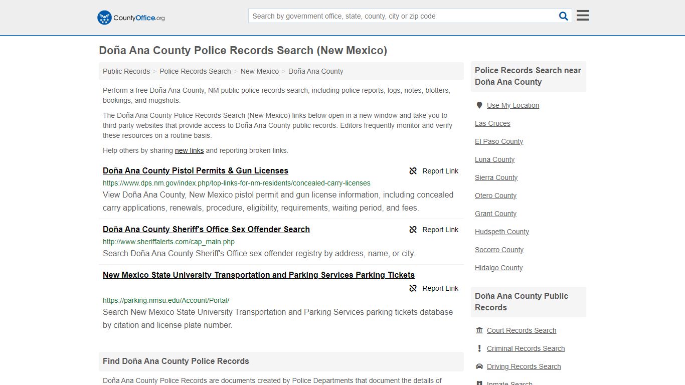 Police Records Search - Doña Ana County, NM (Accidents & Arrest Records)